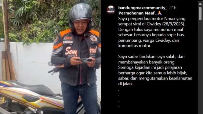 Pengendara Nmax Minta Maaf Usai Adang Bus di Tikungan Ciwidey